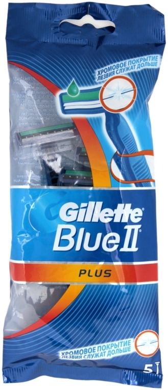 Jednorazowe maszynki do golenia, 5 szt. - Gillette Blue II Plus — Zdjęcie N1