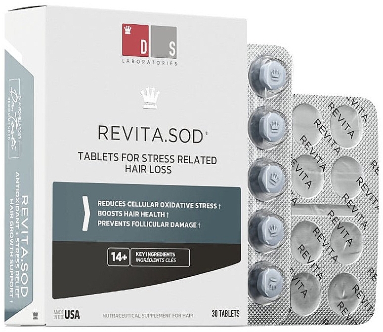 Tabletki na wypadanie włosów wywołane stresem - DS Laboratories Revita.SOD ablets For Stress Related Hair Loss — Zdjęcie N1