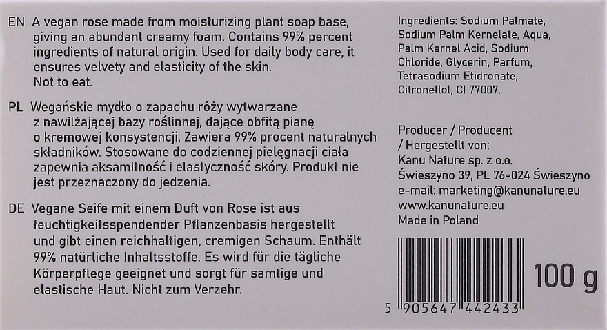 Mydło w kostce do rąk i ciała Róża - Kanu Nature Soap Bar Rose — Zdjęcie N2