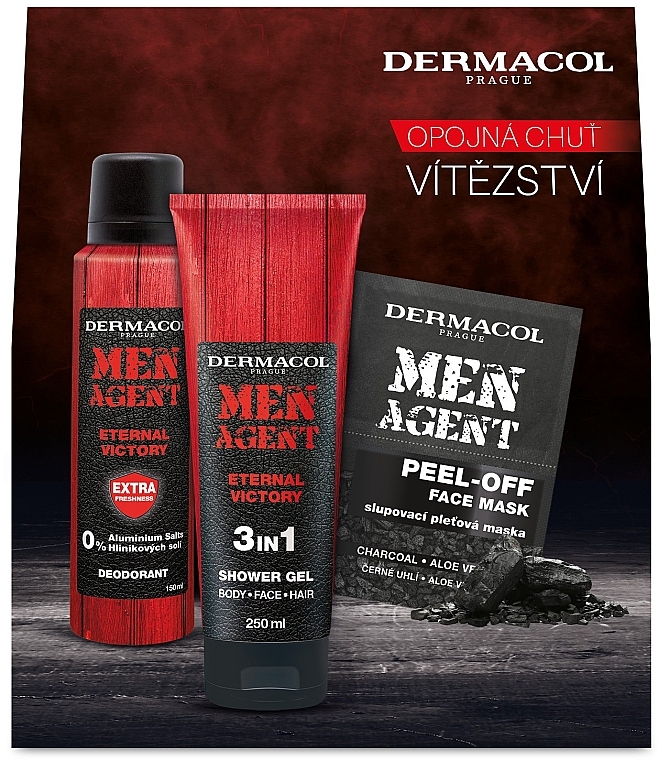 Zestaw - Dermacol Men Agent Set (sh/gel/250ml + f/mask/2x7.5ml + deo/150ml) — Zdjęcie N1