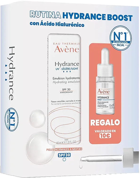 Zestaw dla mężczyzn - Avene Hydrance Light Boost Rutine SPF30 (f/emulsion/40ml + f/serum/10ml) — Zdjęcie N1