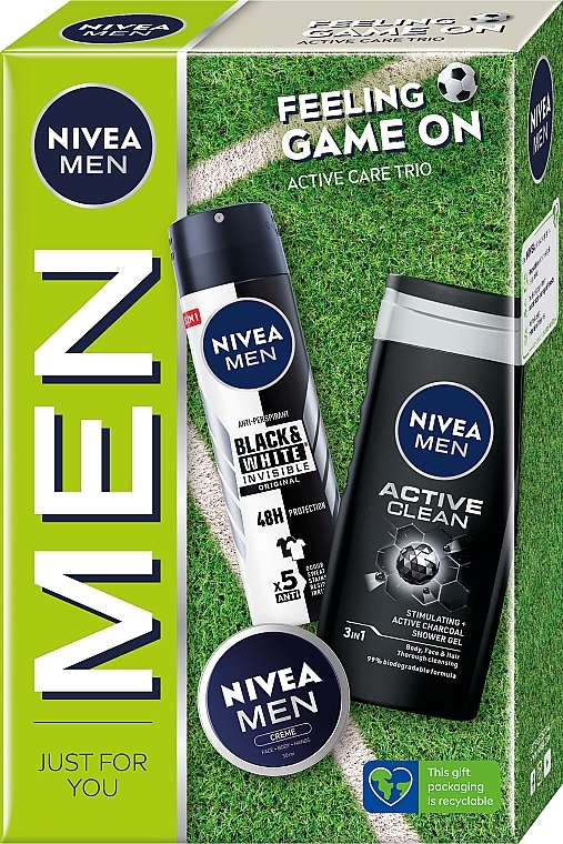 Zestaw dla mężczyzn - NIVEA MEN Feeling Game On Set (sh/gel/250ml + deo/150ml + b/cr/30ml) — Zdjęcie N1