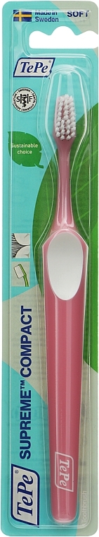 Szczoteczka do zębów Supreme Compact Soft, miękka, różowa - TePe Comfort Toothbrush — Zdjęcie N1