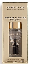 Kup PRZECENA! Lakier nawierzchniowy z czarnymi drobinkami - Makeup Revolution Speed&Shine Top Coat *