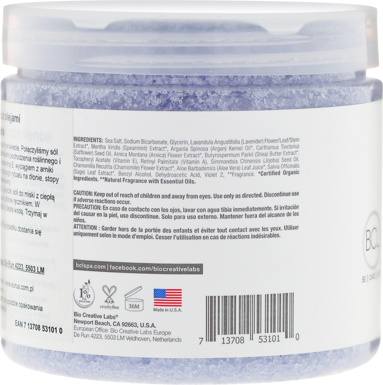 Nawilżająca sól z Morza Martwego do rąk, stóp i ciała Lawenda i mięta - BCL Spa Lavender Mint Salt Soak — фото N2