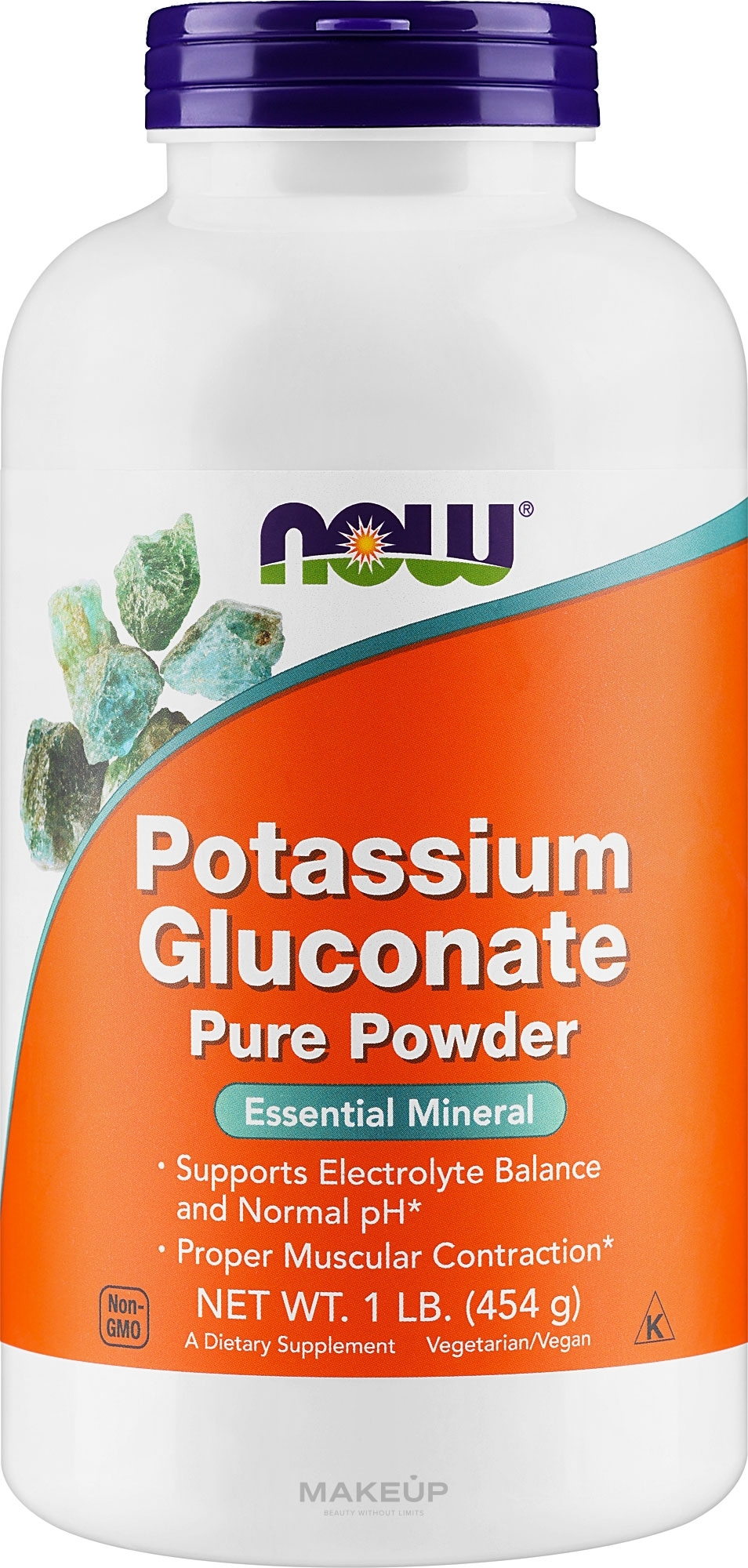 Potas w proszku - Now Foods Potassium Gluconate Pure Powder — Zdjęcie 454 g