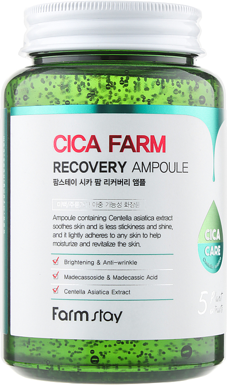 Odżywcza ampułka do twarzy z ekstraktem z wąkroty azjatyckiej - FarmStay Cica Farm Recovery Ampoule — Zdjęcie N1