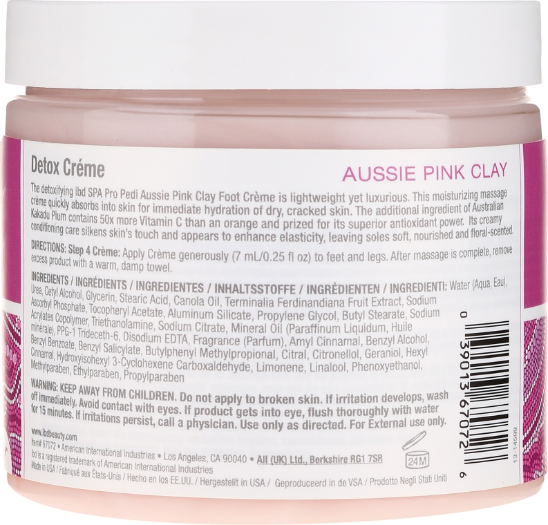 Krem do rąk i stóp z różową glinką - IBD Spa Aussie Pink Clay Detox Creme  — Zdjęcie N2