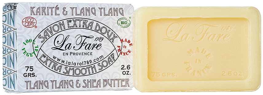 Wygładzające mydło w kostce z masłem shea i ylang-ylang - La Fare 1789 Extra Smooth Soap Ylang Ylang & Shea Butter — Zdjęcie N1