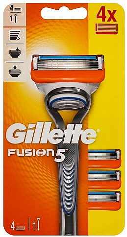 Maszynka do golenia z 4 wymiennymi ostrzami, szary - Gillette Fusion5 Razor For Men