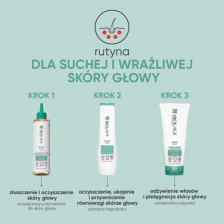 Łagodzący szampon dla suchej lub wrażliwej skóry głowy​ - Biolage Scalp Sync Calming Shampoo — Zdjęcie N6