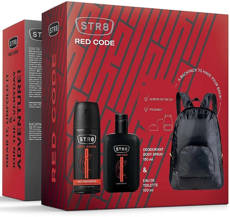STR8 Red Code - Zestaw (edt/100ml + deo/150ml + backpack) — Zdjęcie N1