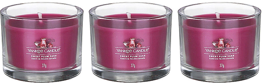 Zestaw świec zapachowych Sweet Plum Sake - Yankee Candle Sweet Plum Sake (candle/3x37g) — Zdjęcie N2
