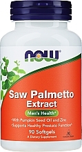 Kup Ekstrakt z palmy sabałowej z olejem z pestek dyni i cynkiem w żelowych kapsułkach - Now Foods Saw Palmetto Extract With Pumpkin Seed Oil And Zinc