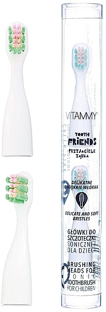 Główka elektrycznej szczoteczki do zębów Tooth Friends, różowo-zielona - Vitammy — Zdjęcie N1