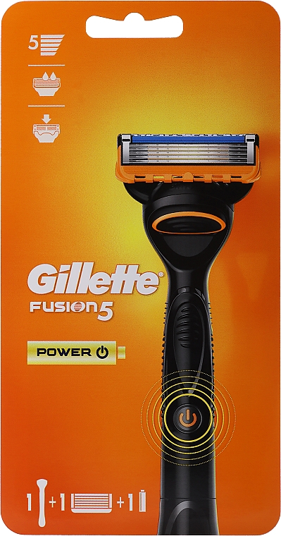 Maszynka do golenia z 1 wymiennym ostrzem na baterie (pomarańczowy) - Gillette Fusion5 Power — Zdjęcie N1