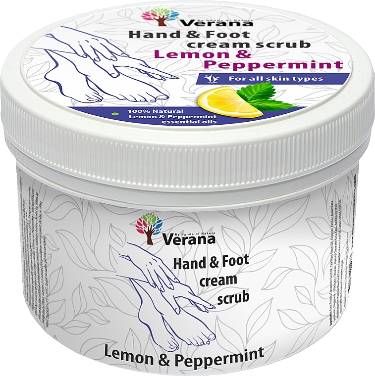 Ochronny krem-peeling do dłoni i stóp Cytryna i mięta - Verana Protective Hand & Foot Cream-scrub Lemon & Peppermint — Zdjęcie N2
