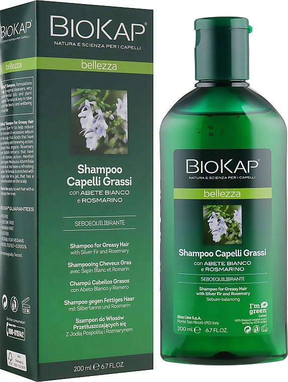 Szampon do włosów przetłuszczających się - BiosLine BioKap Shampoo For Oily Hair With Silver Fir And Rosemary