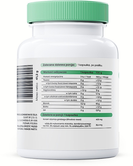 Suplement diety Rhodiola rosea Korzeń, kapsułki - Osavi Rhodiola Rosea 400mg — Zdjęcie N4