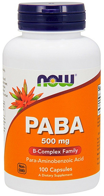 Witaminy PABA, 500 mg - Now Foods PABA B-Complex Family — Zdjęcie N1