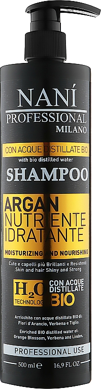Szampon do włosów suchych i zniszczonych - Nanì Professional Milano Nourishing Moisturizing Argan Shampoo