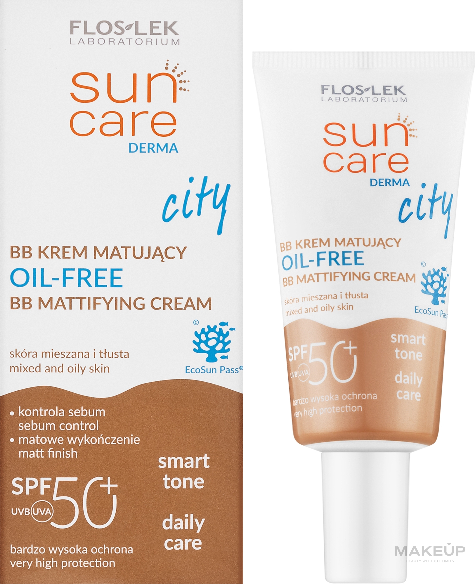 Matujący krem BB - Floslek Sun Care Derma Oil-Free BB Mattifying Cream SPF 50 — Zdjęcie 30 ml