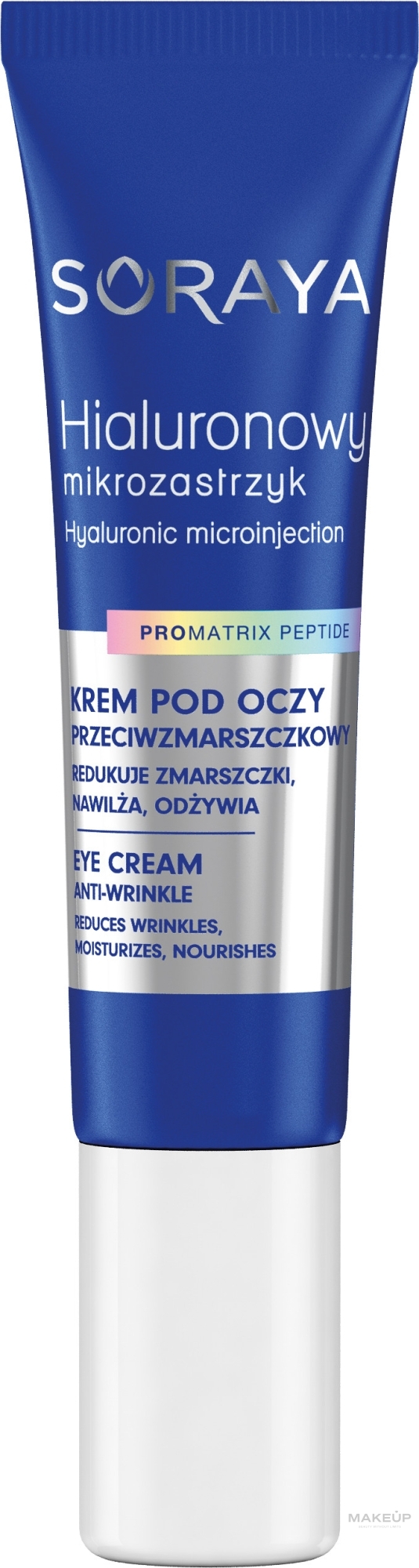 Krem przeciwzmarszczkowy pod oczy - Soraya Hyaluronic Microinjection Pro Matrix Peptide Anti-Wrinkle Eye Cream  — Zdjęcie 15 ml