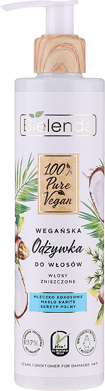Wegańska odżywka do włosów zniszczonych - Bielenda 100% Pure Vegan — Zdjęcie N1