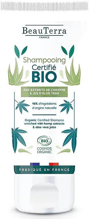 Szampon do włosów z konopiami i aloesem - BeauTerra BIO Hemp Extract & Aloe Vera Juice Organic Shampoo — Zdjęcie N1