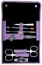 Zestaw do manicure Summer Folding, 7 elementów w liliowym etui - Credo Solingen Luxurious — Zdjęcie N2
