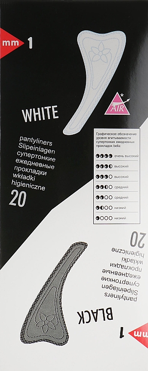 Wkładki higieniczne Panty Black & White, 40 szt. - Bella — Zdjęcie N2