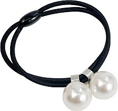 Kup Podwójna gumka do włosów z białymi perłami, czarna - Lolita Accessories