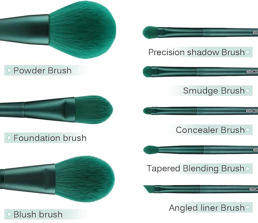Zestaw pędzli do makijażu, 8 szt. - Eigshow Beauty Jade Green Brush Kit With Bag — Zdjęcie N4