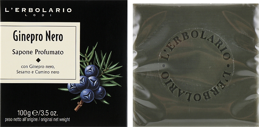 Pachnące mydło w kostce Czarny jałowiec - L'Erbolario Black Juniper Perfumed Soap — Zdjęcie N1