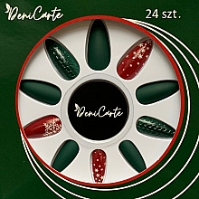 Sztuczne paznokcie, zielono-czerwone w świąteczne wzory - Deni Carte — Zdjęcie N1