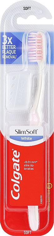 Szczoteczka do zębów, miękka, różowa - Colgate Slim Soft White 0.01 mm — Zdjęcie N1