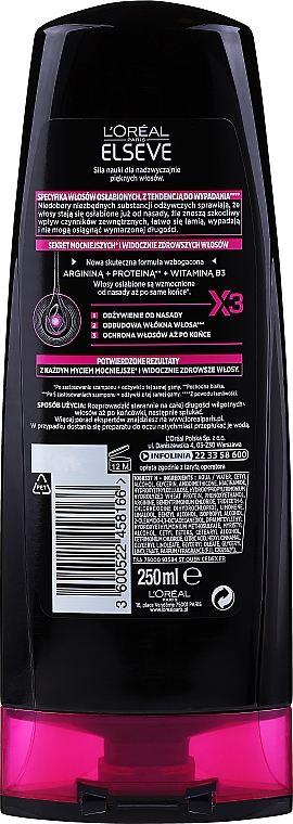 Wzmacniająca odżywka do włosów osłabionych - L'Oreal Paris Elsève Arginine Resist X3 Conditioner — Zdjęcie N2