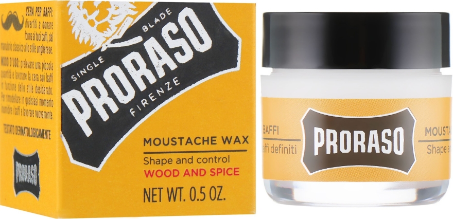 Uniwersalny wosk do stylizacji wąsów - Proraso Wood & Spice Moustache Wax