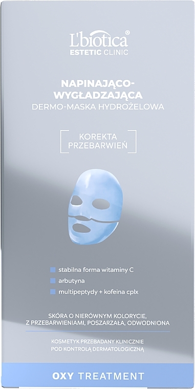 Napinająco-wygładzająca dermomaska hydrożelowa na twarz - L’biotica Estetic Clinic OXY Treatment  — Zdjęcie N1