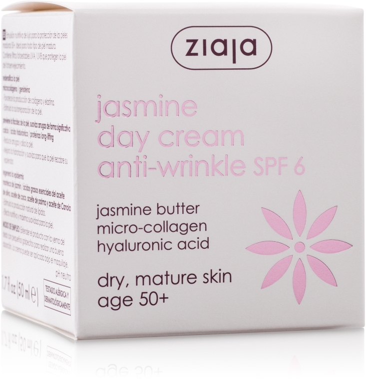 Jaśminowy krem przeciw zmarszczkom na dzień 50+ - Ziaja Jasmine Day Cream Anti-Wrinkle SPF 6 — Zdjęcie N2