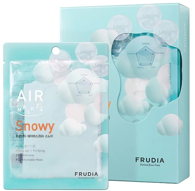 Rozjaśniająca maska w płachcie do twarzy - Frudia Air Mask 24 Snowy — Zdjęcie N2