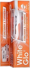 Kup Zestaw z pomarańczową szczoteczką - White Glo Curcumin & Turmeric Whitening (toothpaste/150g + toothbrush)