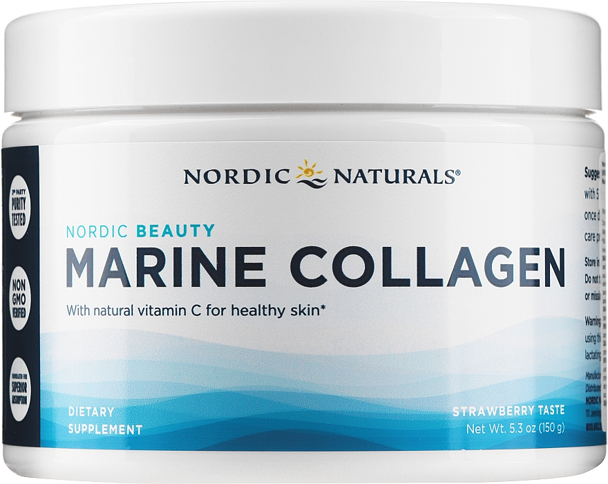 Kolagen morski z witaminą C w proszku o smaku truskawkowym - Nordic Naturals Marine Collagen — Zdjęcie N1