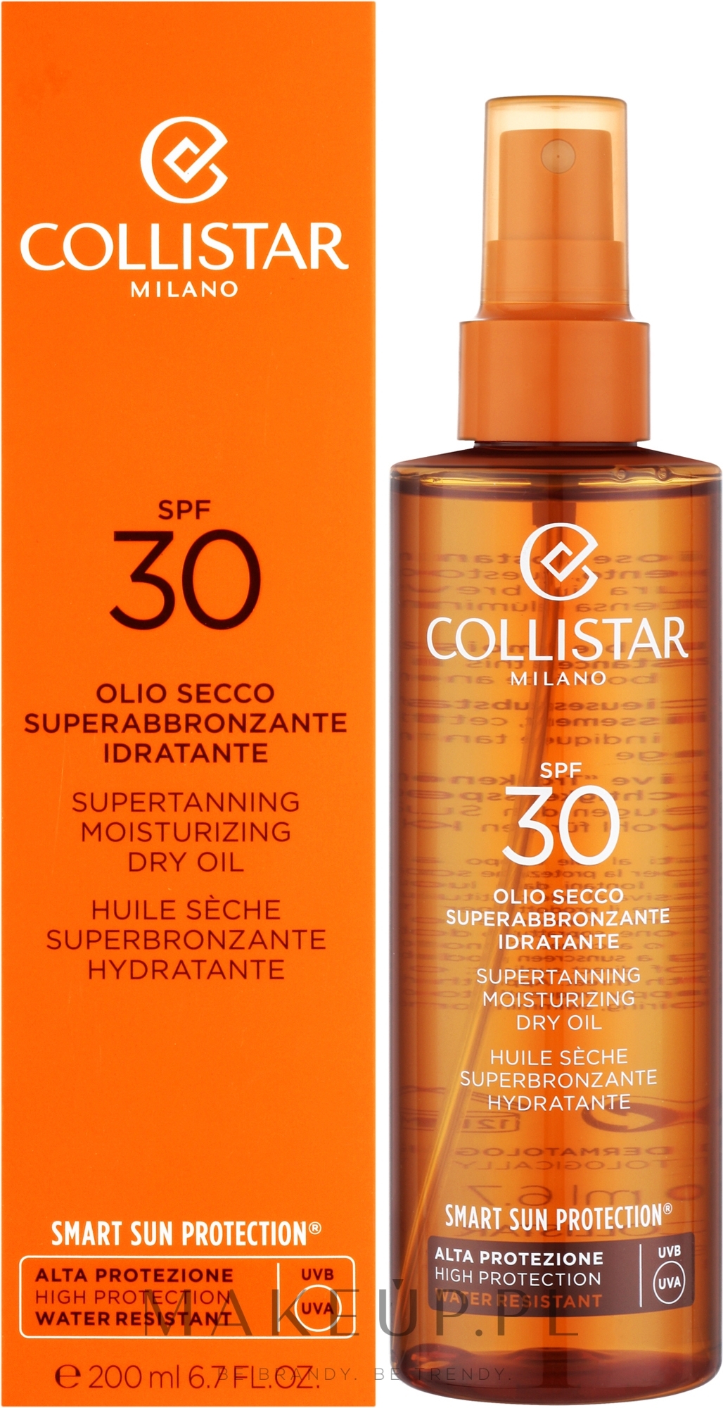 Suchy olejek do opalania - Collistar Sun Care Supertanning Moisturizing Dry Oil SPF30 — Zdjęcie 200 ml