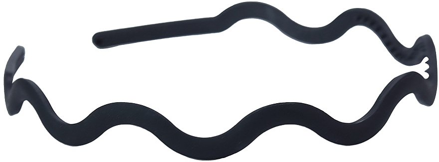 Plastikowa opaska do włosów, w kształcie fali, czarna, 417190 - Glamour — Zdjęcie N2