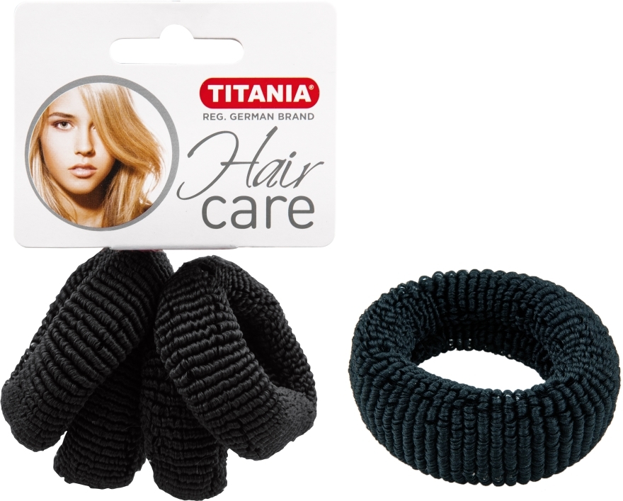 Duże czarne gumki do włosów (4 szt.) - Titania — Zdjęcie N1