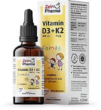 Suplement diety dla całej rodziny Witamina D3 + K2, krople - ZeinPharma Vitamin D3 + K2 Family Drops — Zdjęcie N1
