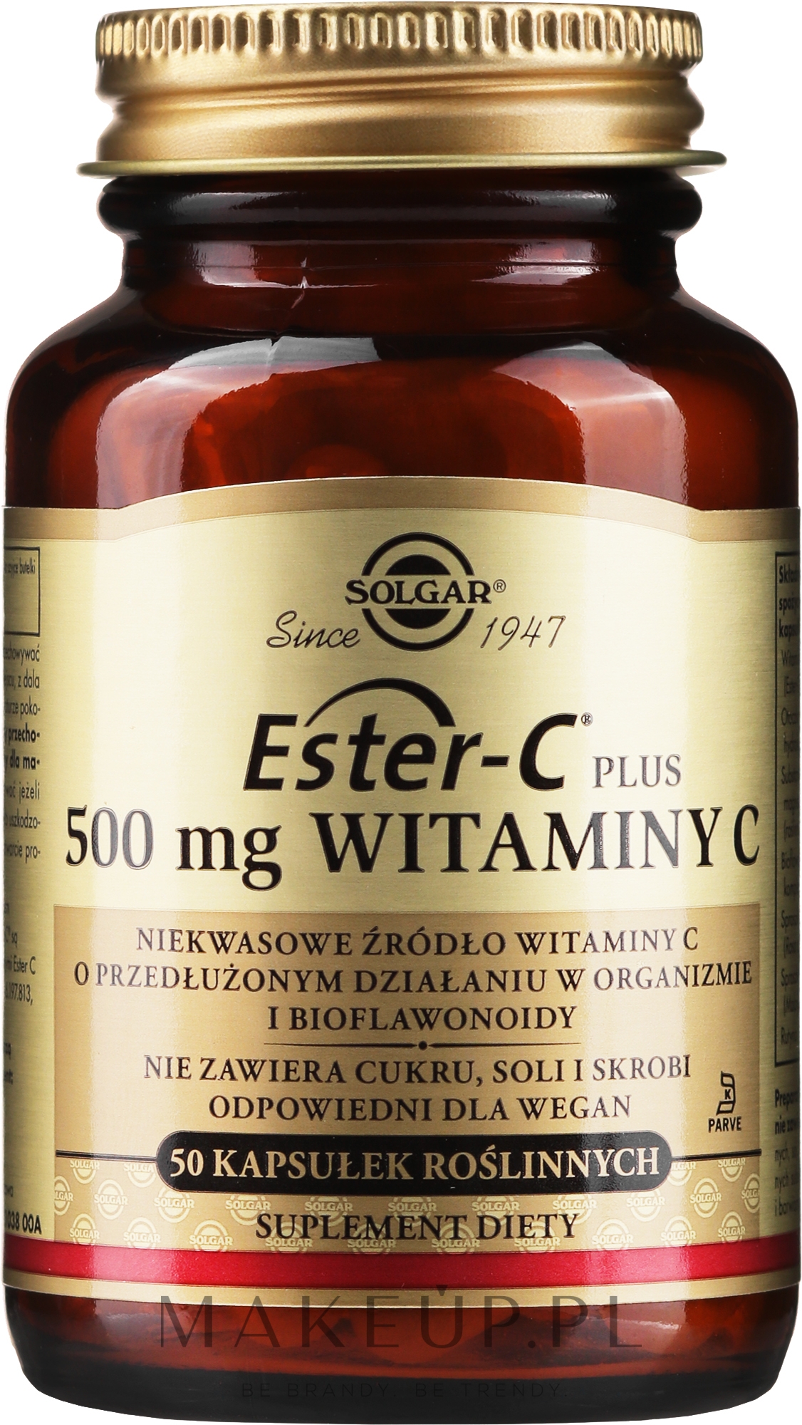 Witamina C 500 mg, w kapsułkach - Solgar Ester-C Plus 500 mg Vitamin C — Zdjęcie 50 szt.