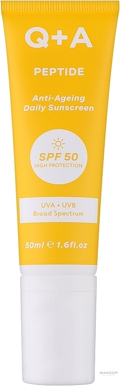 Przeciwzmarszczkowy krem przeciwsłoneczny do twarzy - Q+A Peptide Anti-Ageing Daily Sunscreen SPF 50 — Zdjęcie N1