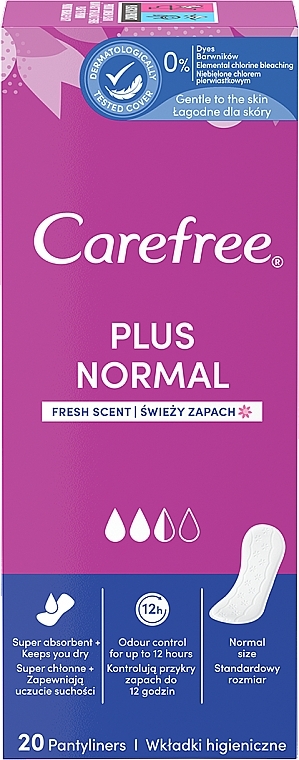 Wkładki higieniczne, 20 szt. - Carefree Plus Original Fresh — Zdjęcie N1